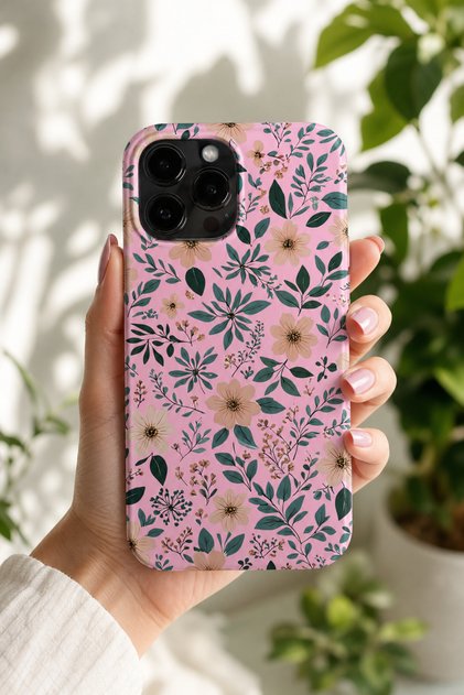 iPhone 15 Pro Max Compatible Launch Silicone Flower Pattern Shock Absorbing Case Pink