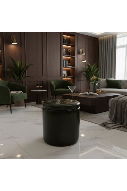 Luxury Deri Puf A Kalite Vintage Düğmeli Tasarım