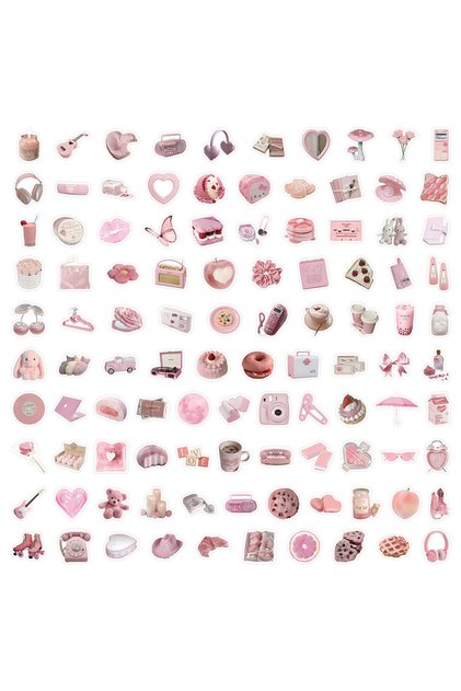 103PCS 103 Pcs Cute Pink Small Items Stickers - Adorable Mini Decor Decals for Journals, Phone Cases
