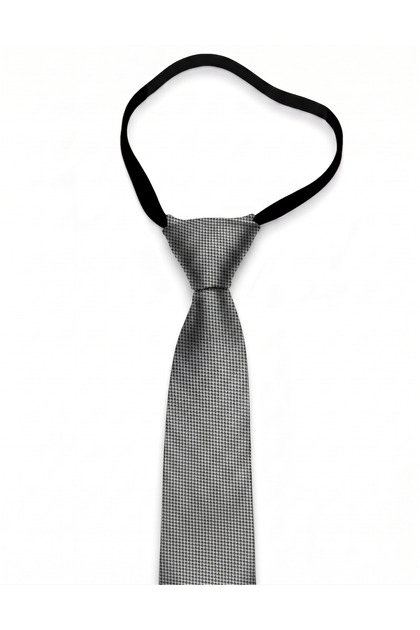 Silver Gray Color Elastic Ready-Tied 6 cm Wide Dobby Tie
