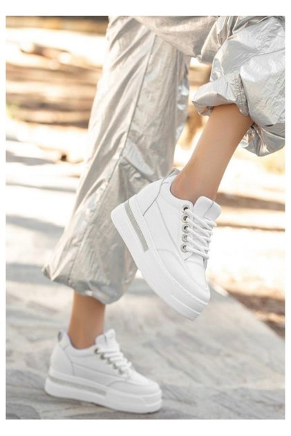 Women's Silvery Hidden Wedge Heeled Thick Sole Casual Sports Shoes