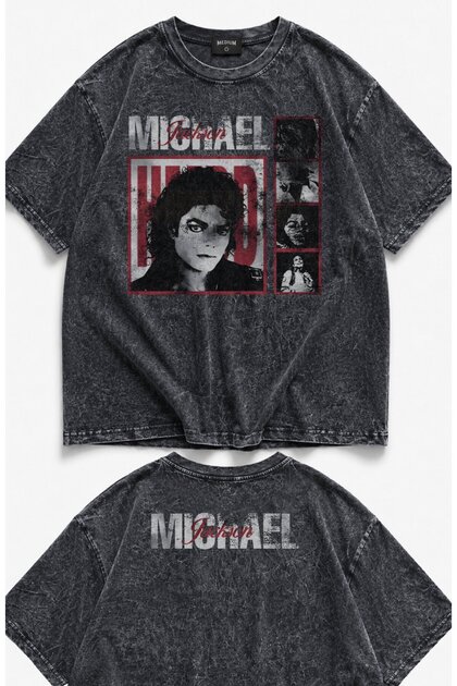 Fuddy Moda Unisex Michael Jackson Ense Baskılı Yıkamalı Tişört
