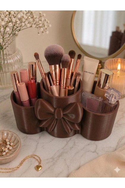 Decorative Makeup Organizer with Plastic Bow