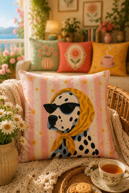 Boho Vintage Floral Pattern Decorative Throw Pillow Cover Pastel Floral Design