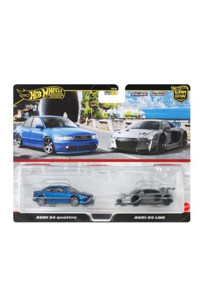 Ауди С4 Куатро & Audi R8 LMS Сив Модел на кола в мащаб 1:64, Комплект от 2 броя –