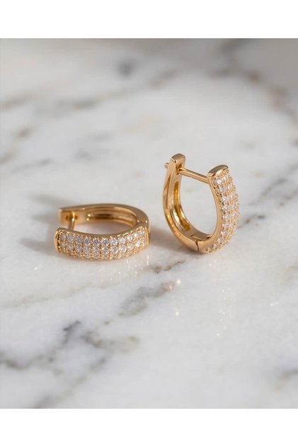 Lustera Minimal Inlaid Zircon Stone Ring Steel Xuping Earrings