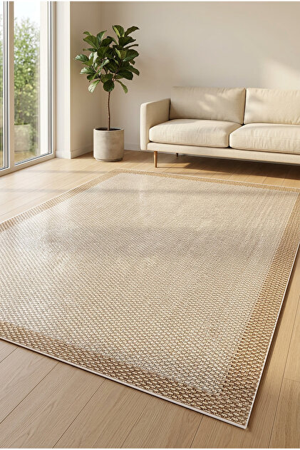 Dijital Sisal Görünümlü Kaymaz Yıkanabilir Çizgili Salon Halısı Mutfak Halısı Koridor Halısı