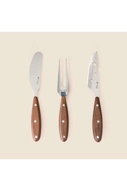 Kitchen 3'lü Mini Peynir Bıçağı Seti - Kahverengi