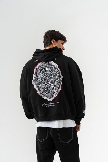 Nakış Detaylı Kapüşonlu Oversize Sweatshirt