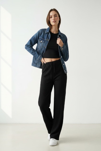Women's Bubble Gofre Pants Black