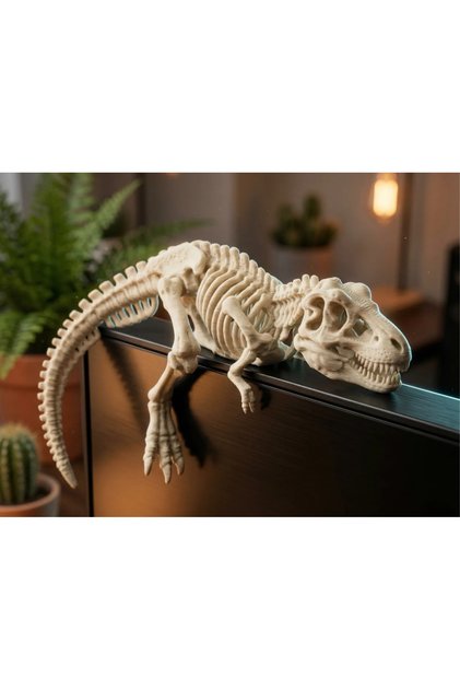 Decorative T-Rex Dinosaur Skeleton Figure for Monitor and Display Screen