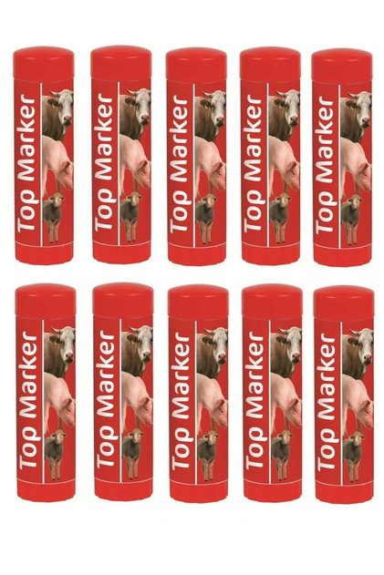 Hayvan Işaretleme Kalemi Boyası Kırmızı 10 Adet Top Marker
