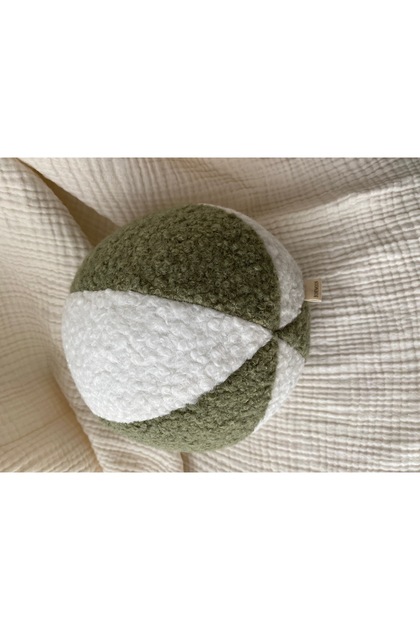 Handmade Double Color Plush Toy Ball - Soft Playmate (19 cm) Green - White