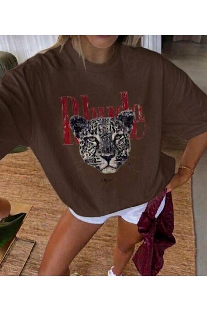 Unisex Men/Women Leoparphude Different Collar Custom Printed Oversize Cotton T-Shirt