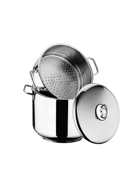 Mister Cook Chefline 18/10 Steam Cook Pot 28 Cm 12L, 1026/28, 18 Cm, Top Quality, Stainless Steel