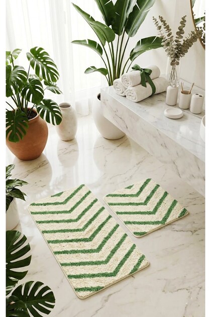 Marta Nordic 2-Piece 60X100 cm Latex Non-Slip Base Bath Mat Set Machine Washable Mat