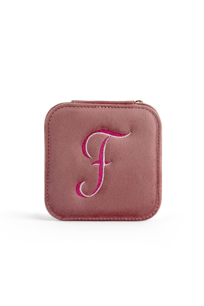 Kişiye Özel Harfli Takı Çantası Aynalı Seyahat Takı Organizer Kadife Jewelry Box 11 cm