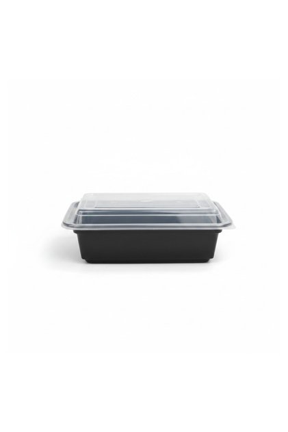 Black Plastic Microwave Container 24oz With Clear Lid – Pack of 12