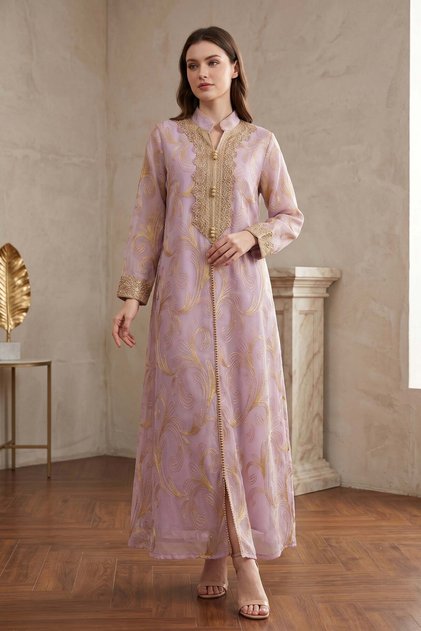 Embroidered Jalabiya Modest Arabic Maxi Dress