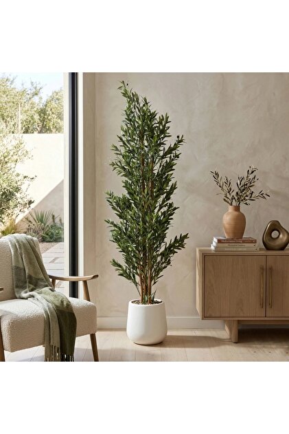 Artificial Olive Tree Plastic Plant with Elegant Design - White - 2 Meters