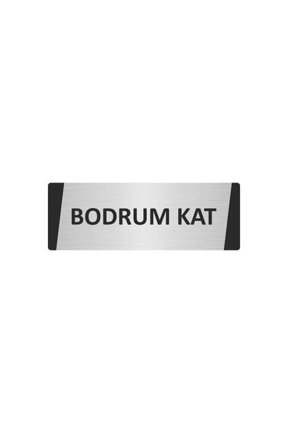 Bodrum Floor Metal Warning Sign 7X20 cm Silver Color