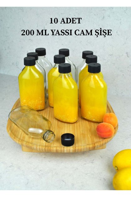 10 Pieces 200 ml Flat Glass Cold Brew Bottle Cold Coffee Bottle with Black Cap