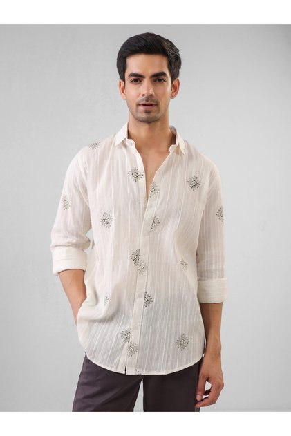 Men Relaxed Printed Cotton Shirt