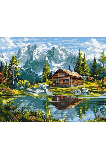 Set pictura pe numere Ideyka, casa confortabila, acrilic, 40x50cm, multicolor