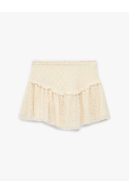 Ruffle Detailed Lace Mini Skirt