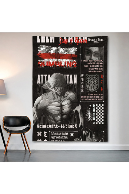 Attack on Titan Levi Ackerman Wall Covering Wall Tapestry First Quality Satin Fabric Poster
