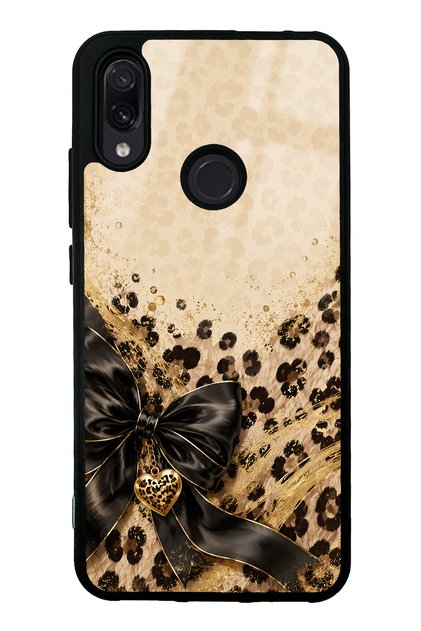 Xiaomi Redmi Note 7 Golden Leopard Heart Design Glossy Phone Case