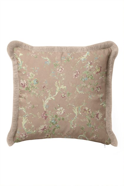 Vintage Floral Patterned Elegant Fringed Pillowcase-French Powder Green Mink Tassel Throw Pillow Cover