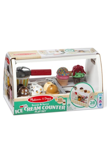 Set de joaca din lemn, Melissa & Doug, Standul de inghetata, 28 piese, 6074905