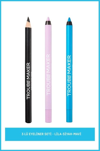 3 Lü Eyeliner Seti - Lila-Siyah-Mavi