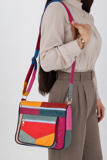 Geantă de zi cu zi pentru mame, din piele naturală, cu curea de umăr și tip crossbody