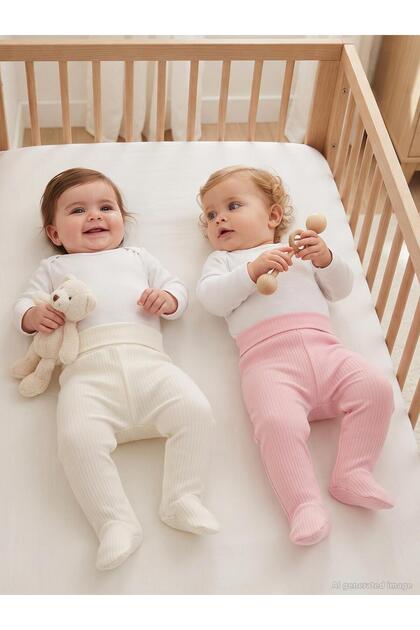 Basic 2-Piece Set with Booties for 3-9 Months Single-Bottomed Baby - Pink