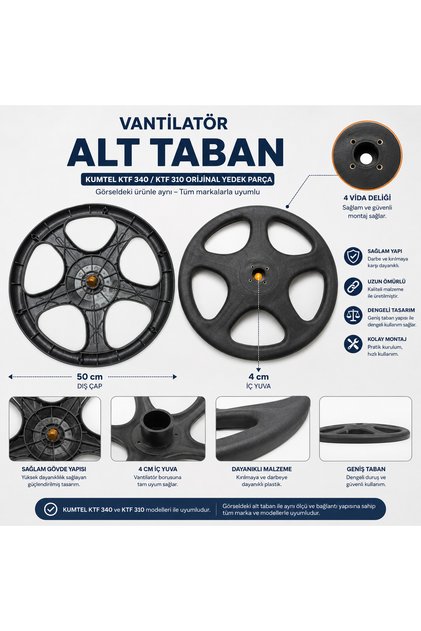 Kumtel KTF 340 / KTF 310 Orijinal Vantilatör Alt Tabanı 50 cm – Tüm Uyumlu Modeller İçin Yedek Parça