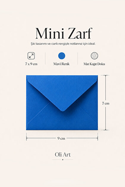 Mini Envelopes 25 Pieces 7X9 cm Blue Matte Paper
