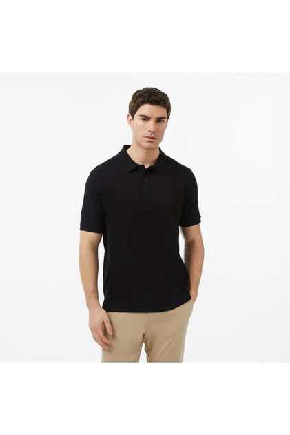 Erkek Siyah Regular Fit Polo Yaka T-Shirt