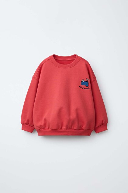 Children's Embroidery Detailed Crew Neck School Sweatshirt