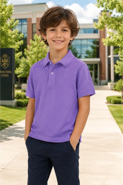 Premium School Polo Collar T-Shirt 100% Cotton Boys' School T-Shirt Short Sleeve Combed Cotton 8-16 Years Old Children's School Uniform Polo Collar Basic T-Shirt Unisex Short Sleeve Soft Textured Breathable Fabric 8-16 Years Old