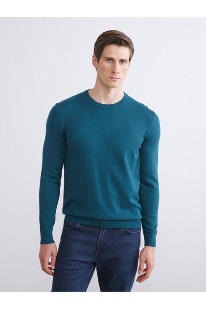 Crew Neck Long Sleeve Men's Tricot Sweater