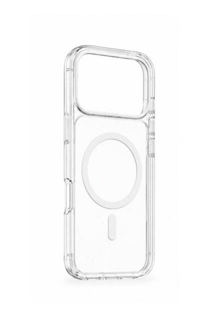 Transparent Protective with Colored Frame Compatible with iPhone 17 Pro Max With MagSafe - White