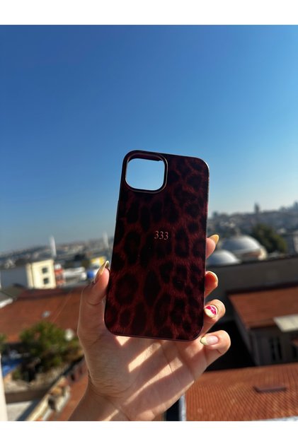 iPhone 14 Plus Uyumlu Baskılı Bordo Renkli Telefon Kılıfı K234
