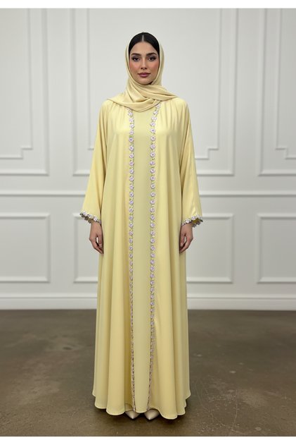 Floral Trim Abaya | Nida Fabric