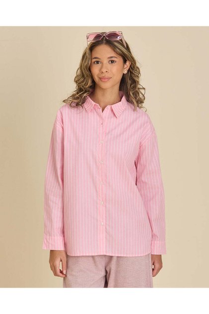 Girls Pink Striped Shirt