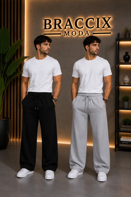 Men's Sweatpants Set of 2 Black Gray Comfort Fit Anti-Sweat