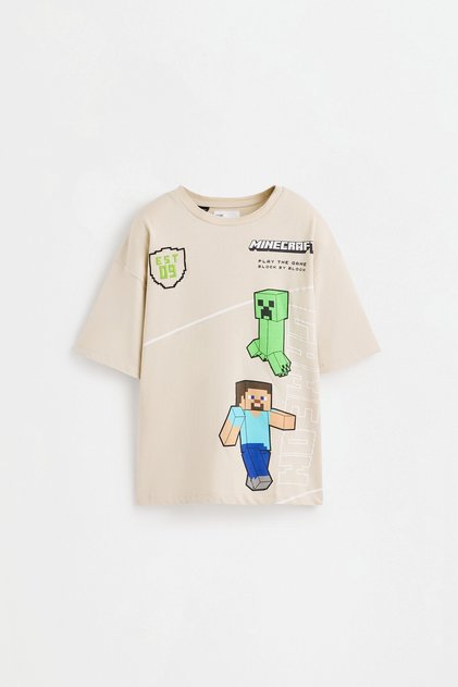 Nakışlı Minecraft t-shirt
