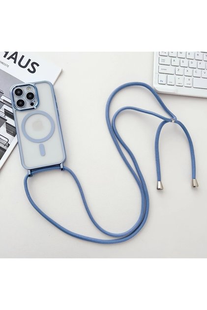 iPhone 12 Blue Crossboby Lanyard Plating Phone Case For iPhone Air 17 16E 16 15 14 13 12 11 Pro Max