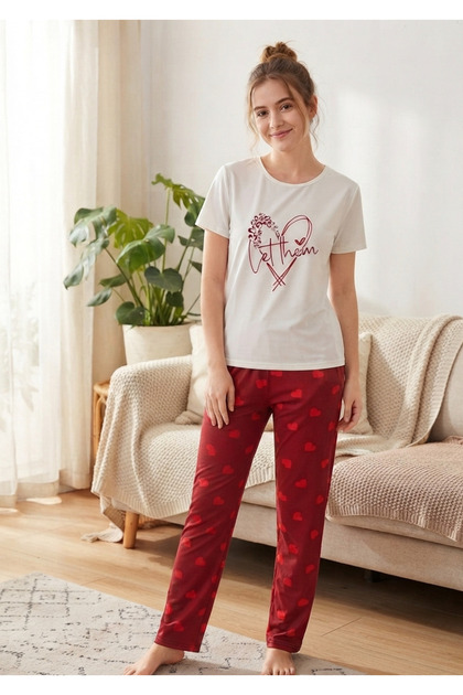 Women's Milan Long Sleeve 100% Cotton Crew Neck Pajama Set
